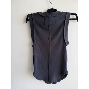 Free People We The Free Ribbed Muscle Tank Top Charcoal Black Raw Edge Small thumbnail 3