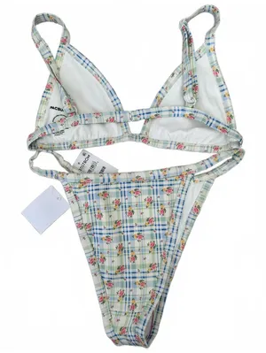 Pacsun Floral Plaid Demi High Cut Bikini Bottom & Demi Triangle Bikini Top NWT S thumbnail 4