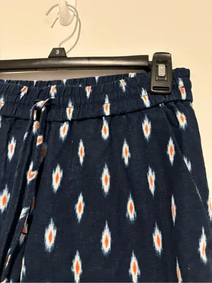 J. Crew Factory Linen Cotton Drawstring Ikat Pants navy blue size 2 thumbnail 5