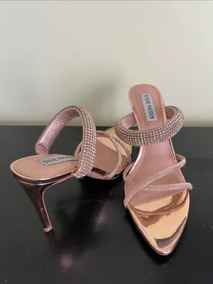 Steve Madden Rose Gold Crystal Strap Camina Slide Heels thumbnail 9