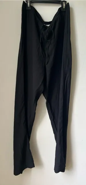H&M Women’s Black Pull On Pants Size Large L Elastic Waist Drawstring Viscose thumbnail 1