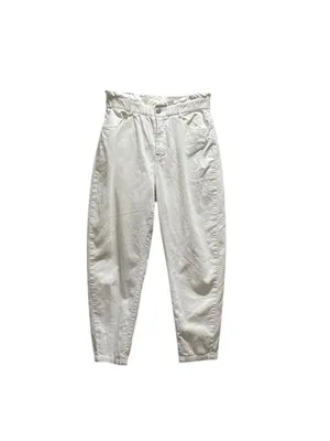 Zara Barrel Leg Corduroy Pants White Size 4 Neutral Minimalist Classic Coastal thumbnail 2
