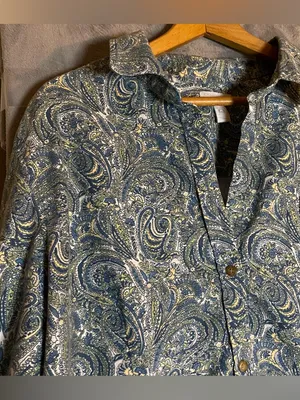 Charter Club Paisley Button Up Long Sleeve Earthy Size 24W Boho Career Modest‎ thumbnail 4