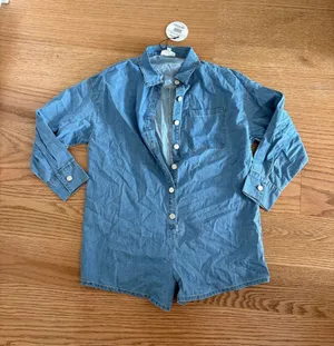 Le Lis Light Blue Denim Romper thumbnail 1