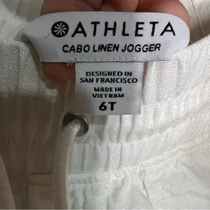 Athleta Cabo Linen Jogger‎ Tall White High Rise Drawstring Pull On Pants thumbnail 5