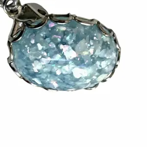 Vintage Blue Opal Confetti Lucite Sweater Guard Clips thumbnail 9