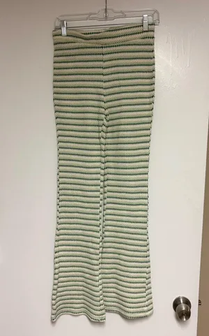 Double Zero Green Beachy Striped Knit Pants Medium thumbnail 1