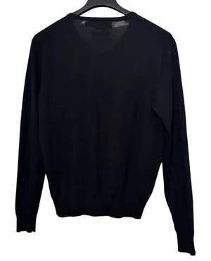 Polo by Ralph Lauren Vintage Black & Red Custom Fit Merino Wool V-Neck Sweater Sz L thumbnail 3
