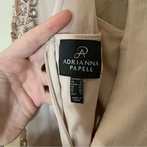 Adrianna Papell Beaded Bodice Sleeveless Blush Maxi Gown Size 2 thumbnail 7
