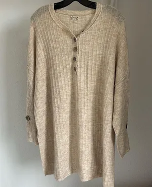 Free People Ribbed Knit Long Sweater size M thumbnail 3