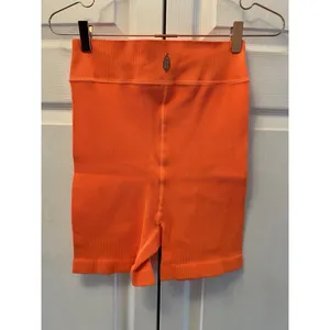 Free People Movement Orange Ribbed Shorts Women’s Size Large‎ thumbnail 6