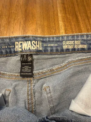 REWASH Vintage Reunion Classic Rise Blue Denim Jean Shorts Distressed Size 5/27 thumbnail 4