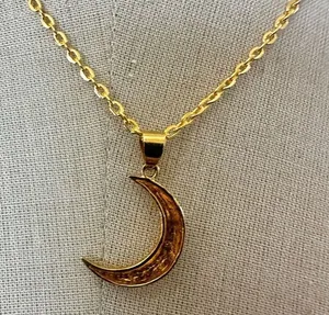 Gold tone Crescent Moon Necklace thumbnail 1