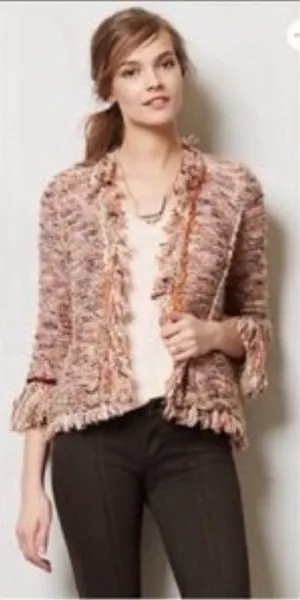 Anthropologie Textured Fringe Blazer in Multicolor thumbnail 1