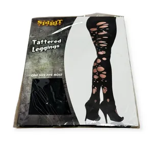new Spirit Halloween 𖤍 Tattered Spandex Leggings 𖤍 Black 𖤍 One Size Fits Most thumbnail 1