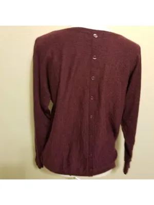 Cynthia Rowley Merino Wool Burgundy Sweater XL Button Back Long Sleeve Lightweig thumbnail 4