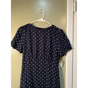 Old Navy Women's Size Medium Crepe Mini Dress Navy Blue White Polka Dots Short thumbnail 3