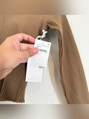 Good American Women's Sepia Mock Neck Long Sleeve Crop Top Size 1 thumbnail 4