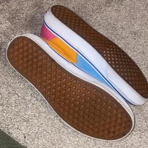Vans color block tennis shoes canvas in blue and orange thumbnail 7