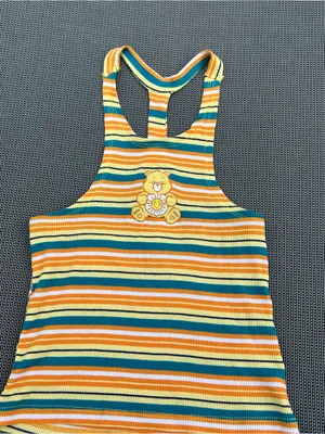 Care Bears Sunshine Bear Sleeveless Graphic Halter Tank Top Women's xs‎ striped thumbnail 3