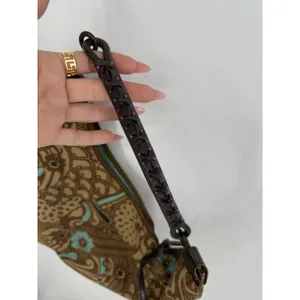 Vtg 2006‎ GAP Hobo Bag Brown Teal Floral Print Canvas Leather Trim Shoulder Bag thumbnail 4