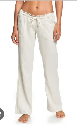 Roxy Oceanside Beach Pant Light Cream Smocked Waist Medium thumbnail 1