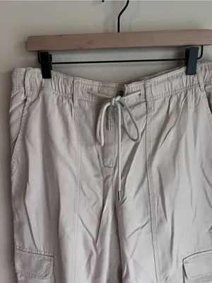 Quince Vintage Wash Tencel Women's Cargo Drawstring Pants Cream Size‎ L thumbnail 2