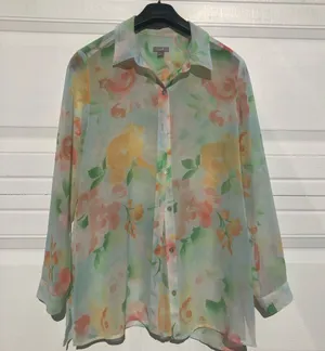 J. Jill Sheer Floral Pastel Business Casual Blouse thumbnail 1
