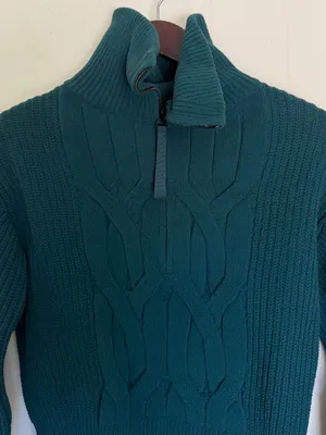 LULULEMON Cable Knit Half-Zip Sweater Pullover Teal Green Size XS thumbnail 3