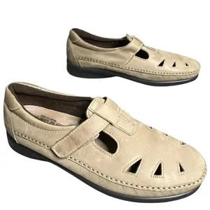 SAS Roamer‎ Shoes Womens 10 Beige Moccasin Leather Slip On Adjustable Comfort thumbnail 4