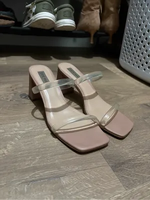 Steve Madden Blush Pink Block Heel Slide Sandals with Clear Straps thumbnail 2