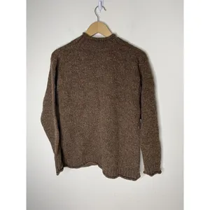 Vintage Sweater Womens Large VNeck Wool Blend Kangaroo Pocket Brown In Knit thumbnail 3
