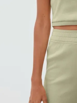 Everlane The Ribbed Flare Pant in Sage Green Size XS Pull on cotton thumbnail 6