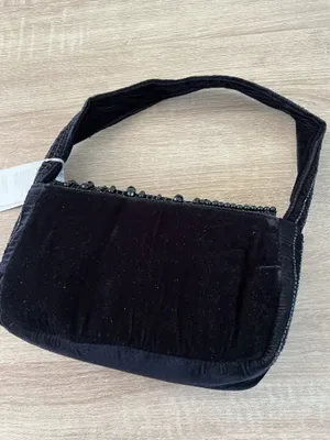 A New Day Black velvet beaded handbag thumbnail 4