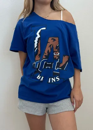 UCLA & Dodgers Blue off the shoulder T-Shirt thumbnail 1
