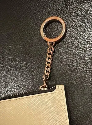 KATE SPADE BLACK BEIGE COIN KEY RING ID WALLET thumbnail 6