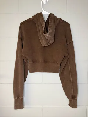 OFFLINE By Aerie Throw-Back Cropped Hoodie Women’s Size XS Brown Athletic Hoodie thumbnail 5