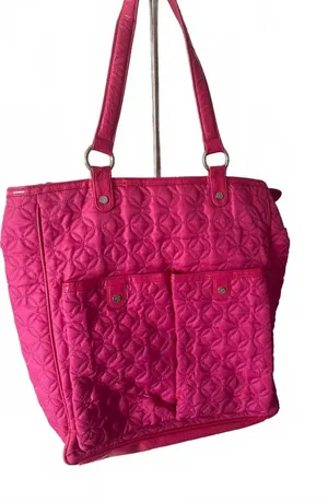 Vera Bradley tremendous tote quilted hot pink w external pockets & zipper thumbnail 1