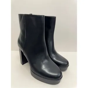Alfani Boots Size 8.5 Black Almond Toe Faux Leather High Heel Side Zip NEW‎ thumbnail 2