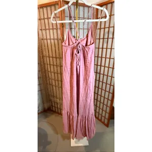YURA Maxi Dress Women's Small Pink Boho Tiered Ruffle Hem Spaghetti Strap thumbnail 2