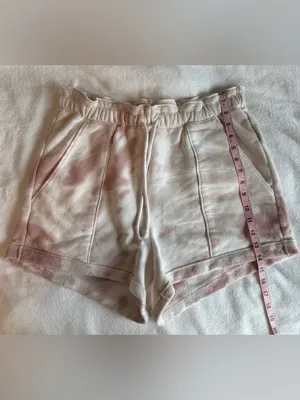 Abercrombie & Fitch Cloud Paperbag Shorts Blush Pink Tie Dye Size XL thumbnail 8