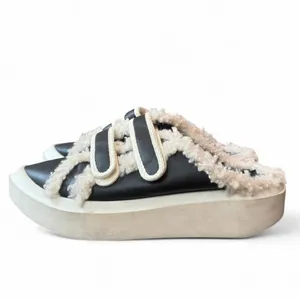 Charles & Keith Sherpa Trim Platform Mule Sneakers Black EU 39 US 8 Slip On thumbnail 3