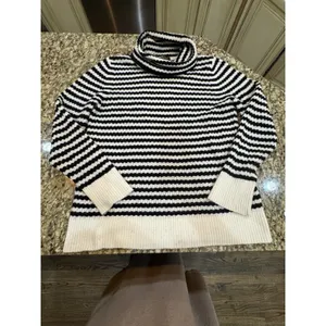 Banana Republic Black & White Filpucci Wool Alapaca Sweater Size Large Striped thumbnail 2
