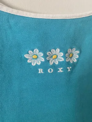 Roxy Teal Daisy Tank Crop Top thumbnail 3