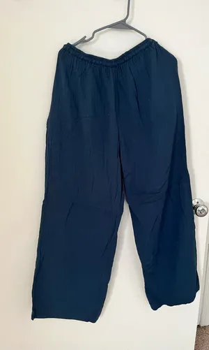 Linen wide leg pants Blue Size XL thumbnail 2