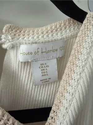 House of Harlow 1960 Cream Ribbed Tank with Knitted Trim thumbnail 2