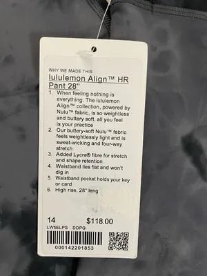 Lululemon Align 28” Pants Pitch Gray Diamond Dye High-Waisted Leggings Size 14 thumbnail 7