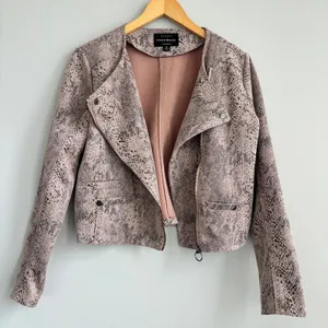 Haute Monde Faux Snakeskin Moto Jacket Boho Zip Up Lightweight Going Out Medium thumbnail 4