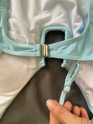 Light Blue One-Piece Swimsuit with Front Accents thumbnail 13