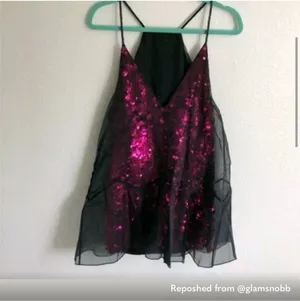 Free People NWT  Purple Sequin Mesh Mini thumbnail 3